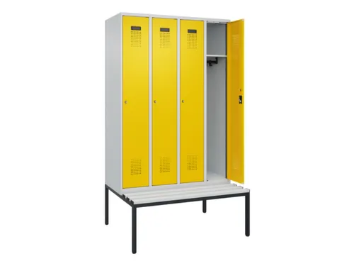 locker met bank,HxBxD 2120x1200x815mm,4vak,vak B 300mm,cilinderslot