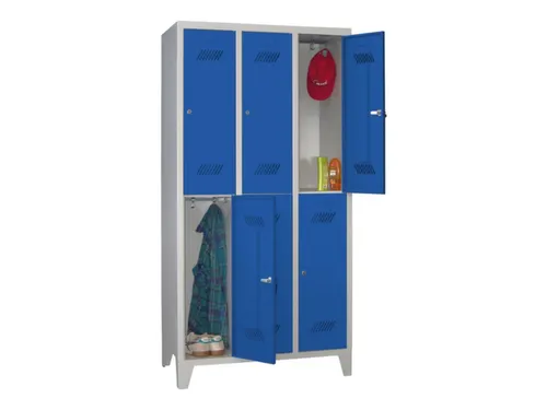 dubbeldekse locker,HxBxD 1850x900x500mm,3x2vak.,RAL7035,front RAL5010