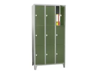 lockerkast,HxBxD 1850x900x500mm,3x3vakken,RAL7035,front RAL6011 - 2