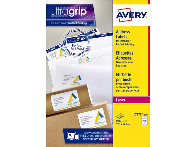 Adresetiket Avery QuickPeel L7173-100 99.1x57mm Wit 1000 Stuks