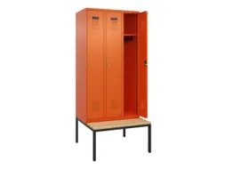 locker met bank,HxBxD 2120x900x815mm,3vak,vak B 300mm,cilinderslot