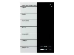 Glasmagneetbord Naga 40x60cm weekplanner Frans zwart/wit