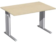 Bureau C-Poot HxBxD 680-800x1200x800mm Decor Esdoorn Zilverkleurig