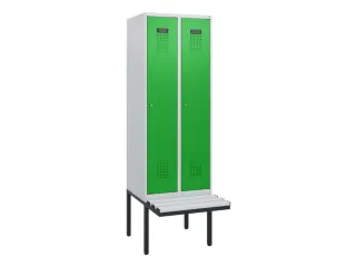 locker met bank,HxBxD 1950x600x815mm,2vak,vak B 300mm,cilinderslot - 2