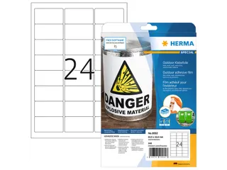 HERMA 9532 Weervast Outdoor folie-etiket A4 63,5x33,9mm Wit 240 stuks - 1