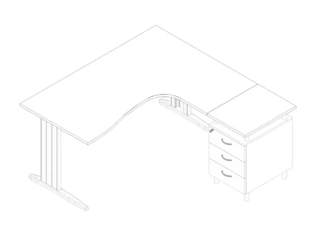 bureauset bureau staand ladeblok rechts 730x1600x1650mm C-voet wit
