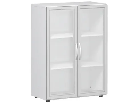 vitrinekast,HxBxD 1104x800x420mm,2xhouten vloer,3 OH,m. frame,romp wit