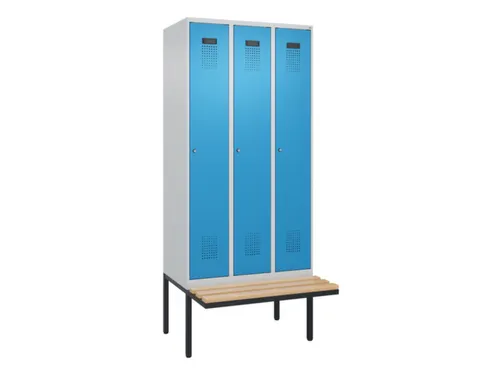 locker met bank,HxBxD 2120x900x815mm,3vak,vak B 300mm,cilinderslot