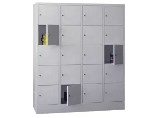 lockerkast,HxBxD 1850x1200x500mm,4x5vakken,RAL7035,front RAL5012 - 1