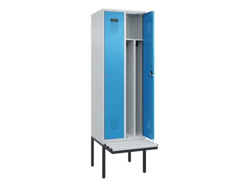 locker met bank,voor scheiding van kleding,HxBxD 2120x600x815mm,2vak