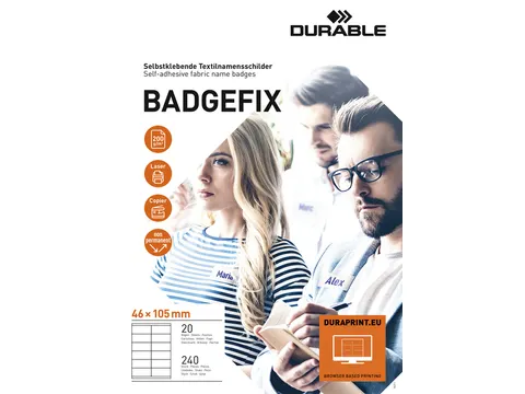 Naambadge etiket Durable 8363 46x105mm zelfklevend wit 240 stuks
