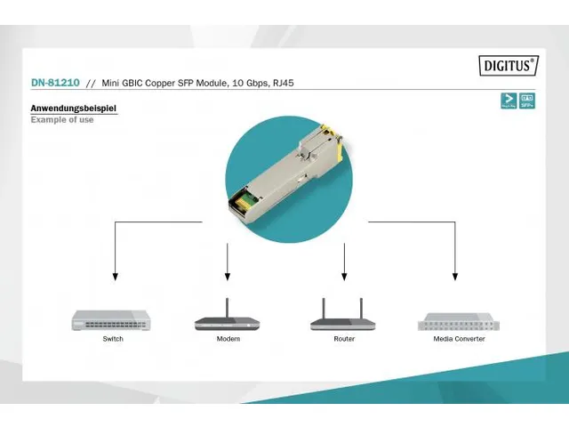 Mini GBIC koper SFP module, 10 Gbps, RJ45