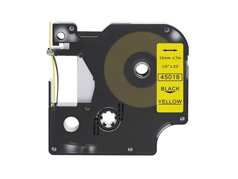 Labeltape Dymo Compatible 45018 D1 12mmx7m Zwart Op Geel