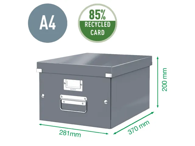 Opbergbox WOW Click & Store 281x200x370mm blauw 85% gerecycled karton