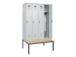 locker met bank,HxBxD 2120x1200x815mm,4vak,vak B 300mm,draaigrendel