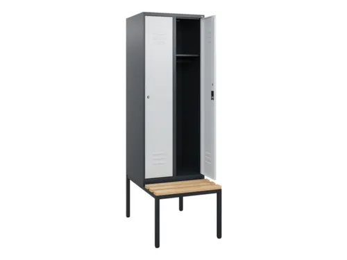 locker met bank,HxBxD 1950x600x815mm,2vak,vak B 300mm,cil.-slot