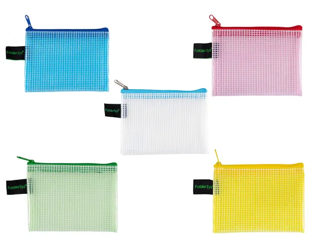 etui A7 PVC-vrij transparant blauw met ritssluiting
