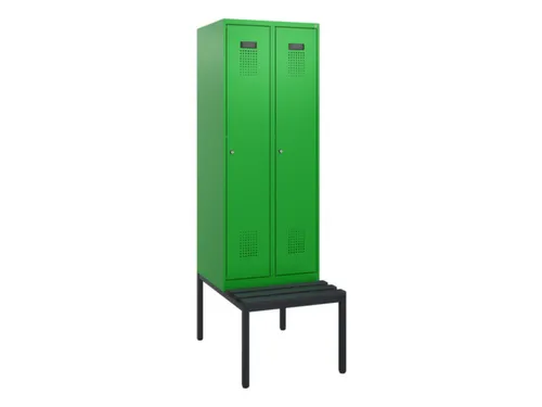 locker met bank,HxBxD 1950x600x815mm,2vak,vak B 300mm,cilinderslot