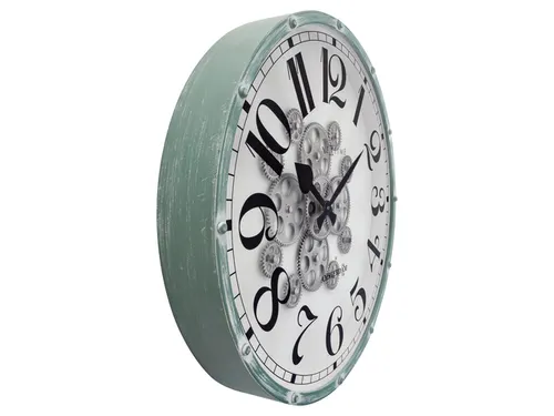 Witte Gear Klok - Grote Wandklok - 50cm - Bewegende tandwielen - "Henr