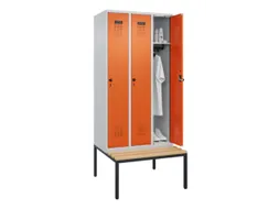 locker met bank,HxBxD 2120x900x815mm,3vak,vak B 300mm,draaigrendel