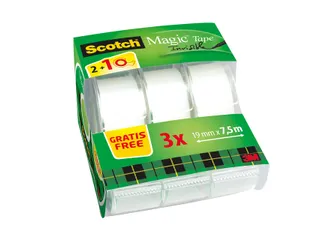 Plakband Scotch Magic 810 19mmx7.5m onzichtbaar mat 2+1 gratis + handd - 2