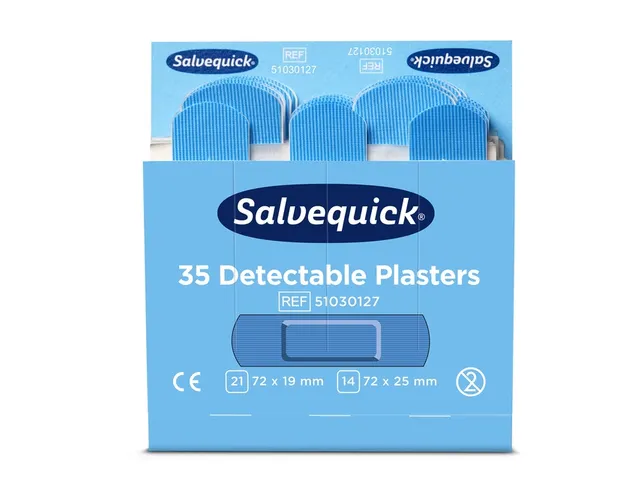 Pleisters Salvequick blauw detectabel refill 35 Stuks
