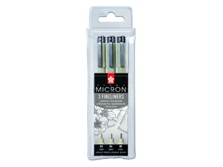 Fineliner Sakura Pigma Micron set à 3 schrijfbreedtes fijn zwart - 1