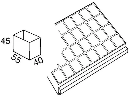 inzetbak,v. Magazijnkast,HxLxB 45x55x40mm,PP