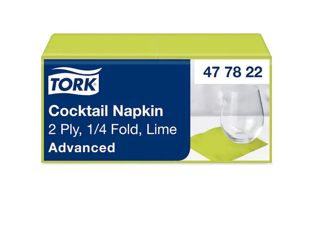 Tork 477822 Cocktailservet 24x24cm 2-laags 1/4 vouw 12x200 Lime