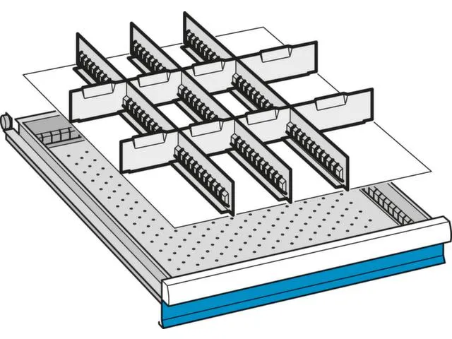 Indelingsmateriaal H 75mm 3gesleufde Lengteverdelers/8dwarsverdelers