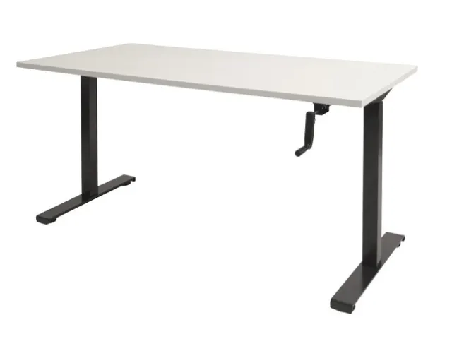 Dextro Slinger Bureau Zit-sta T-poot 120x80 Krijtwit 25mm Zwart