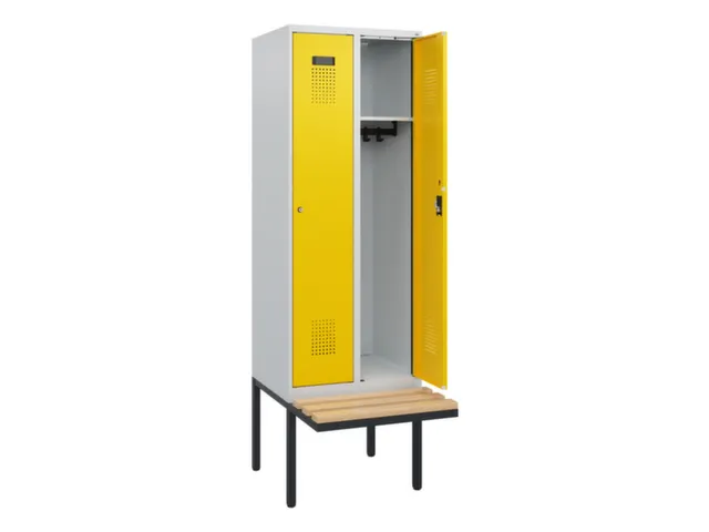 locker met bank,HxBxD 1950x600x815mm,2vak,vak B 300mm,cilinderslot