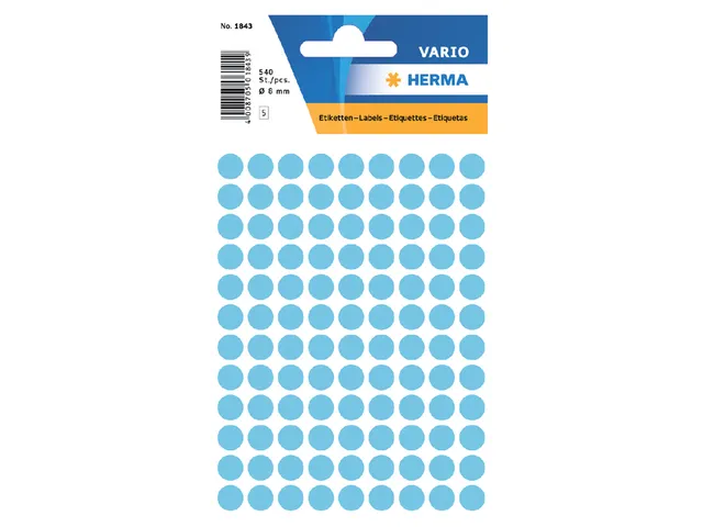 HERMA 1843 Multipurpose etiketten Rond 8mm Blauw 540 stuks