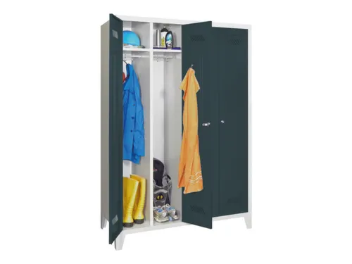 garderobekast,HxBxD 1850x1170x500mm,4vak,RAL7035,front RAL7016