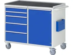 gereedschapswagen 975x1145x650mm metaalblad 450kg 5 laden+kast RAL5010