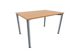 vergadertafel HxBxD 72x120x80cm rechthoekig Beuken 4voeten Alu