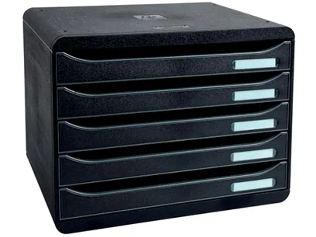 ladenblok Big-Box Plus, horizontaal, zwart 5 laden