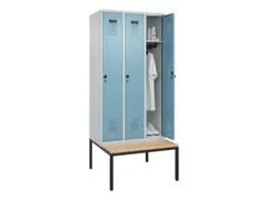 locker met bank,HxBxD 2120x900x815mm,3vak,vak B 300mm,draaigrendel