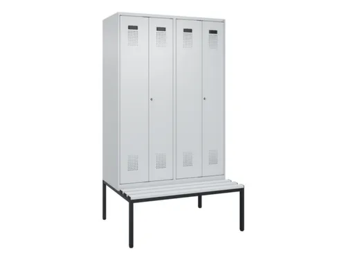 locker met bank,voor scheiding van kleding,HxBxD 2120x1200x815mm,4vak
