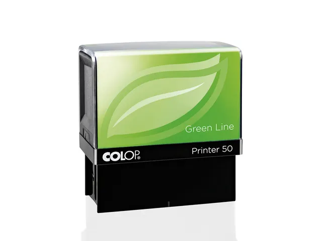 Tekststempel Colop 50 green line+bon 7regels 69x30mm blauw