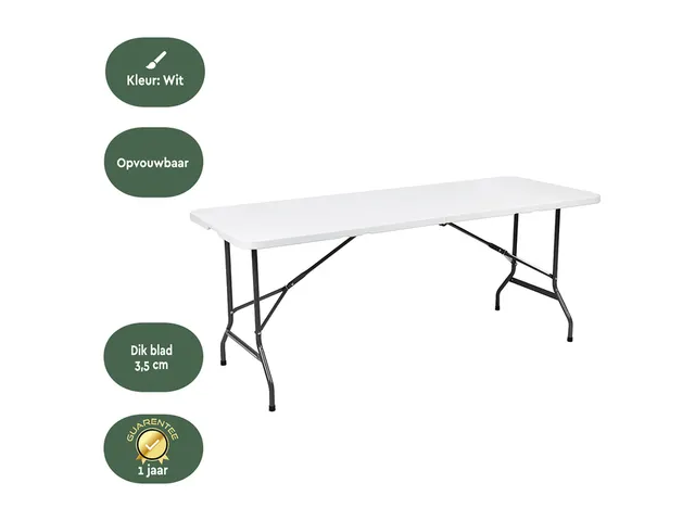 Vouwtafel BRASQ 180x70x74cm FT180 wit
