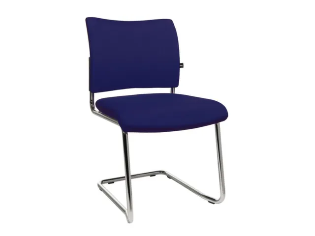 Bezoekersstoel Donkerblauw Stof Zitting 450x480x450mm Sledeframe