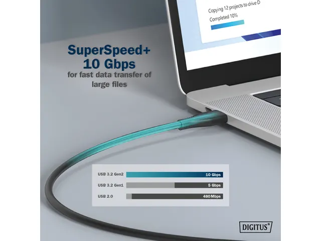 USB siliconen aansluitkabel USB-C USB-C 0,5m USB 3.2 Gen2 10G 4K 100W