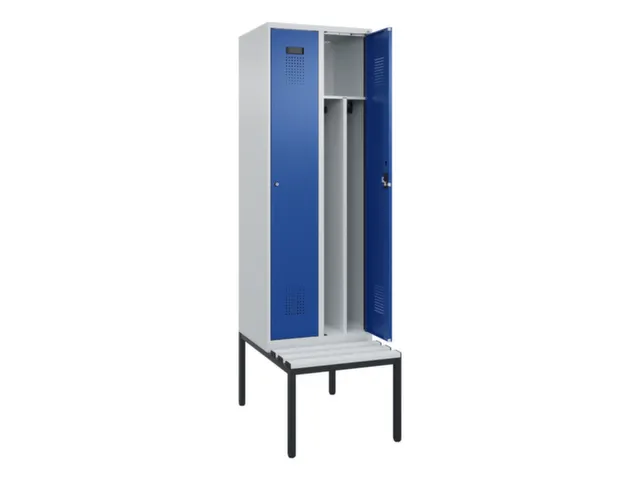 locker met bank,voor scheiding van kleding,HxBxD 2120x600x815mm,2vak