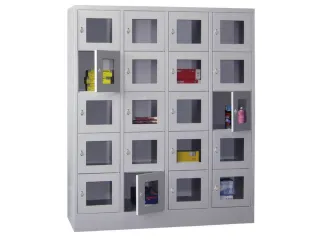 lockerkast,HxBxD 1850x1600x500mm,4x5vakken,RAL7035,front RAL3000 - 1