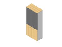 vitrinekast HxBxD 2000x900x450mm glazen deuren z. frame 4xhouten vloer