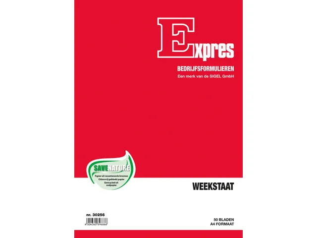 Expres weekstaat, ft A4, Nederlandstalig, 50 vel