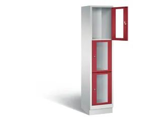Lockerkast 1800x420x500mm 1x3 vakken Cilinderslot, Sokkel, RAL3003 - 1