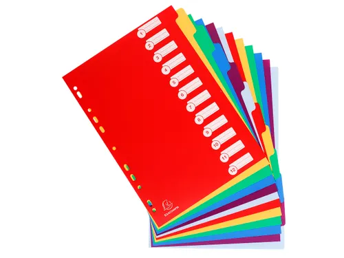 Tabbladen A4 Ondoorzichtig PP 0.30mm 12-Delig 11-Gaats Assorti