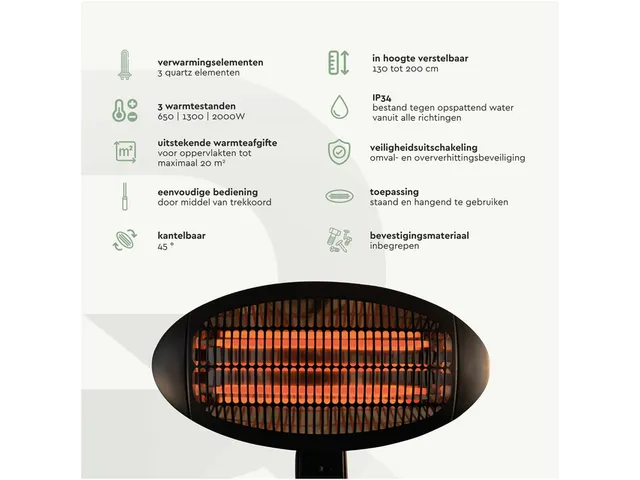 Terrasverwarmer BRASQ PHS100 staand elektrisch